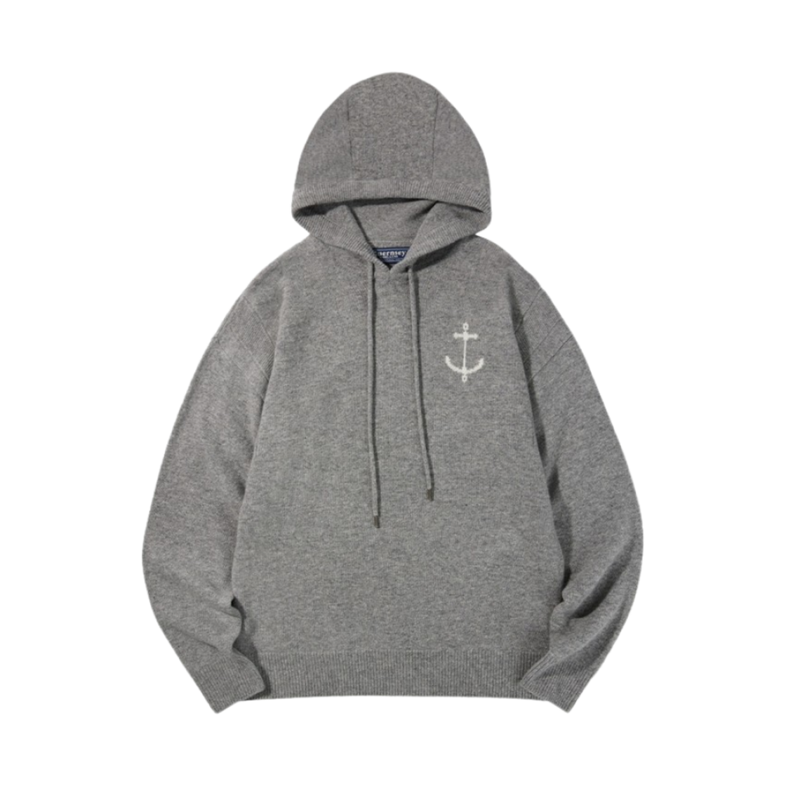 - Guernsey Woollens Merino Wool Hood Sweater Grey