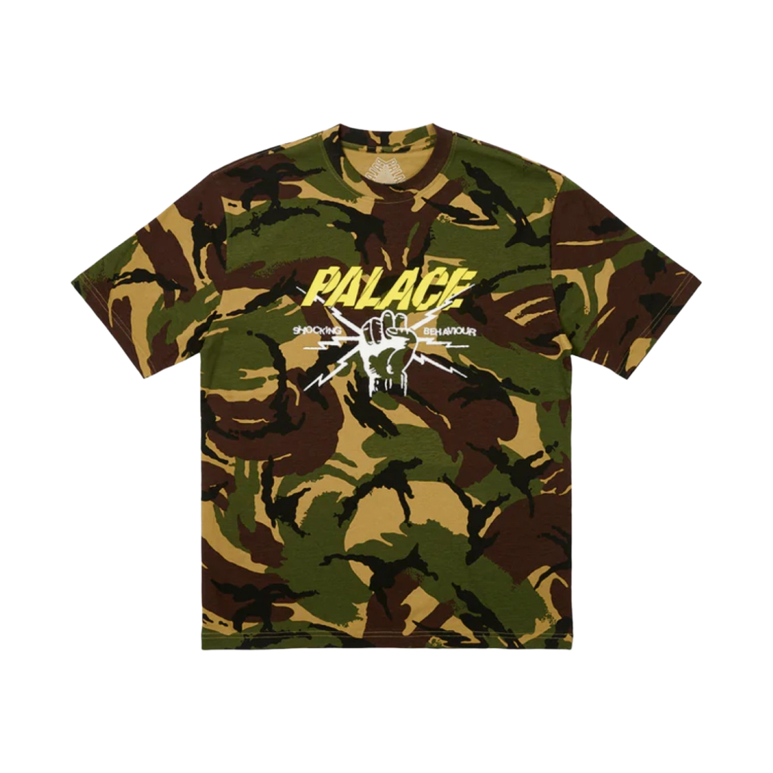 팔라스 쇼킹 비해비어 티셔츠 우드랜드 카모 - 23FW(Palace Shocking Behaviour T-Shirt Woodland Camo - 23FW) - 1
