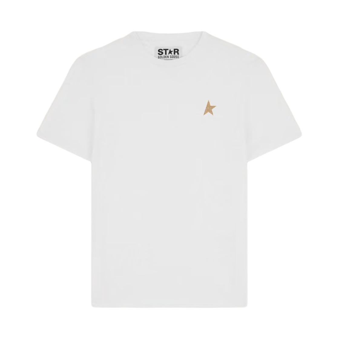 골든구스 스타 컬렉션 골드 글리터 스타 티셔츠 화이트(Golden Goose Star Collection T-Shirt with Star in Gold Glitter White)