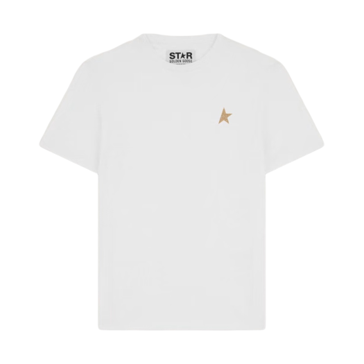 Golden Goose Star Collection T-Shirt with Star in Gold Glitter White