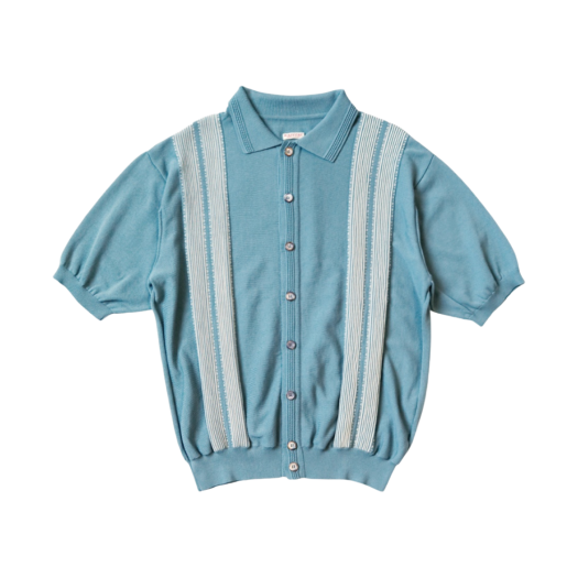 Kapital 14G Cotton Knit Oyster Aloha Polo Turquoise