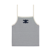 (W) Celine Triomphe Tank Top In Striped Jersey Off White Navy