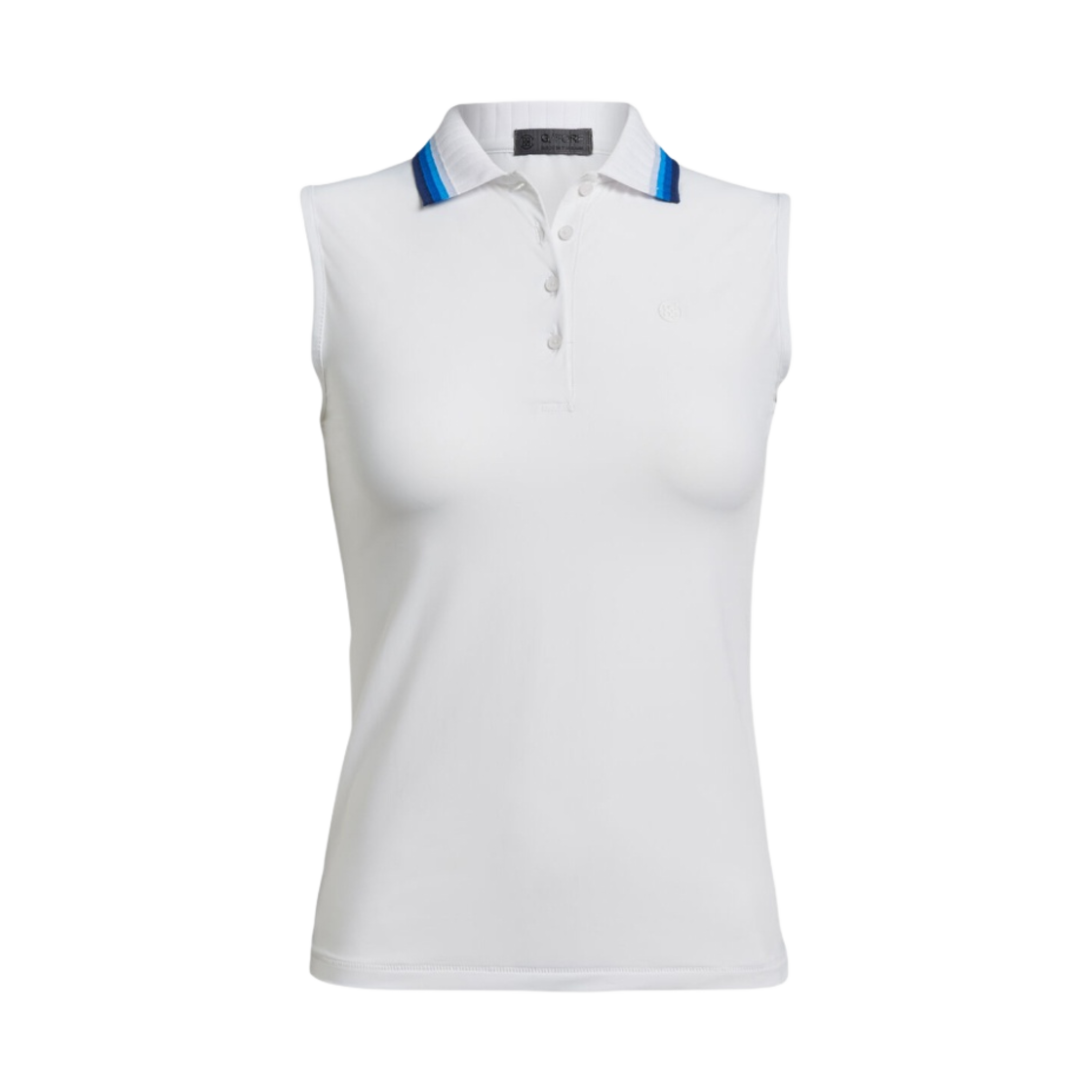 (W) 지포어 립 플리츠 칼라 실키 테크 나일론 슬리브리스 폴로 스노우((W) G/Fore Rib Pleated Collar Silky Tech Nylon Sleeveless Polo Snow) - 1