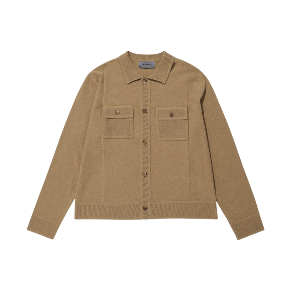 BR024PCD0001C03 BY RANG Wool-Cashmere Pocket Logo Cardigan Beige