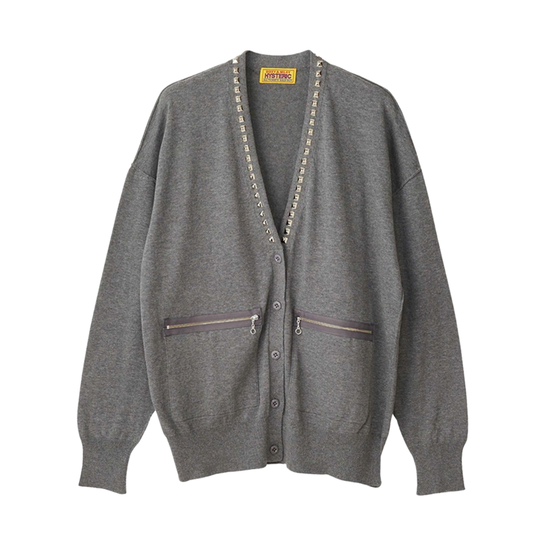 (W) 히스테릭 글래머 스터드 가디건 탑 그레이((W) Hysteric Glamour Studded Cardigan Top Gray) - 1