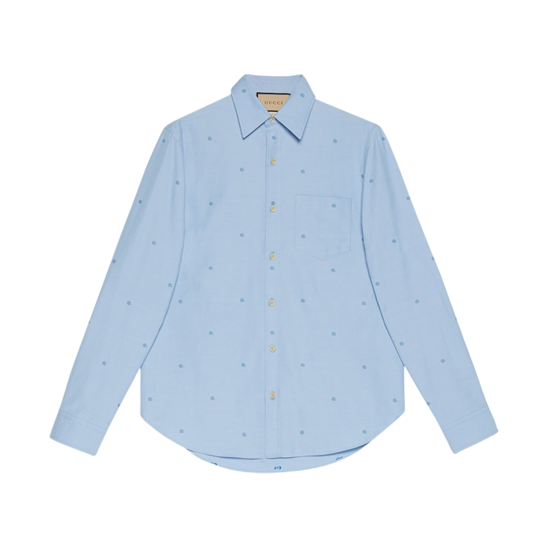 구찌 GG 옥스포드 코튼 셔츠 블루(Gucci GG Oxford Cotton Shirt Blue) - 1