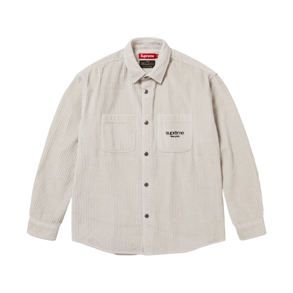 슈프림 와이드 웨일 코듀로이 스냅 셔츠 스톤 - 24FW(Supreme Wide Wale Corduroy Snap Shirt Stone - 24FW) - 1