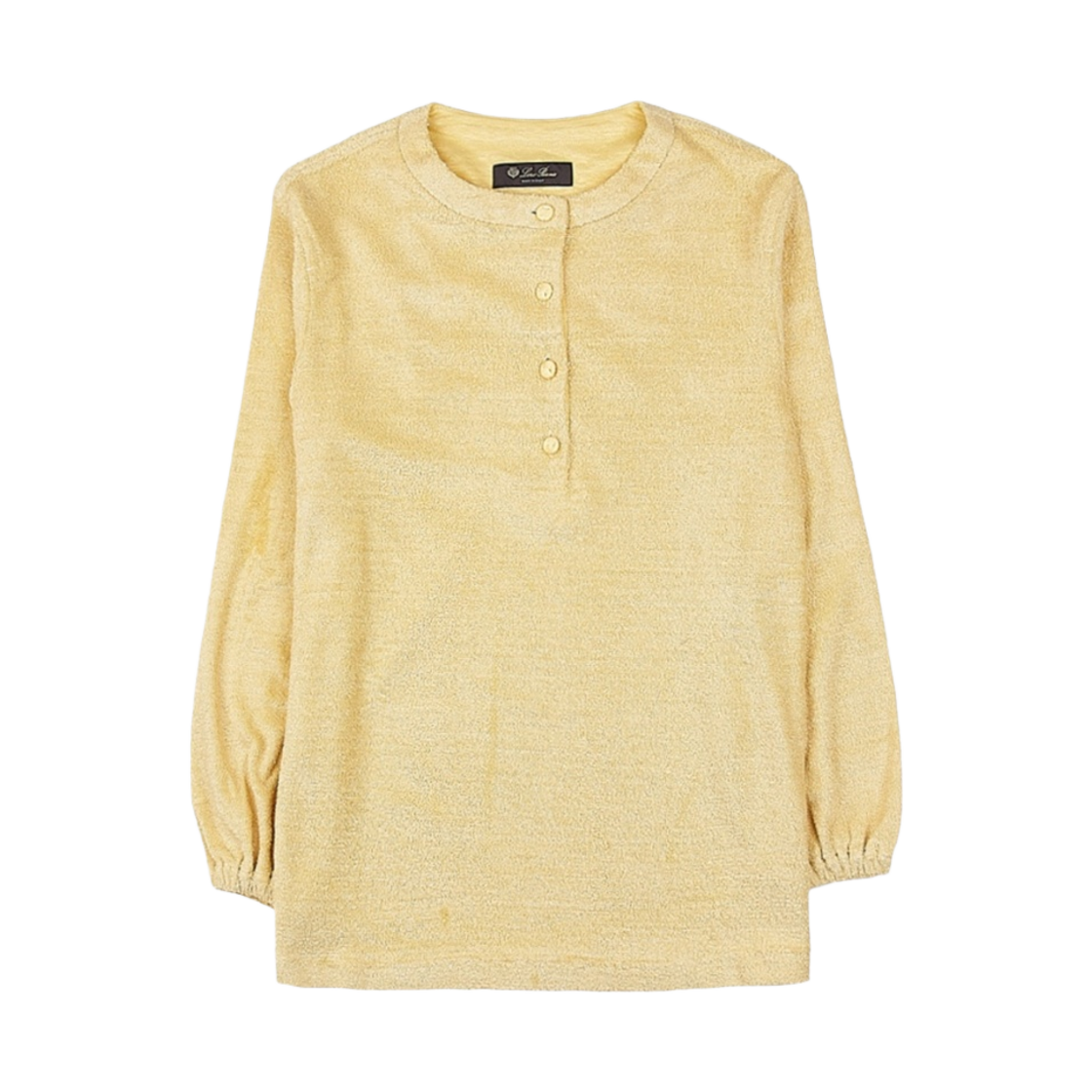 FAM7850-209N (W) Loro Piana Panarea Henley Jumper Cotton Linen Pineapple Sorbet