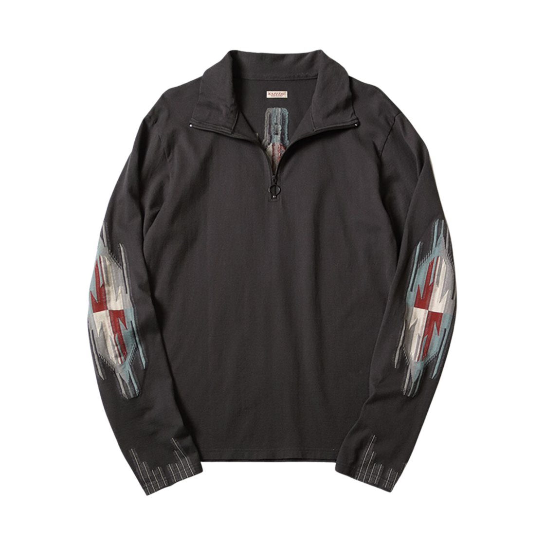 캐피탈 오르테가 저지 하프 집 롱슬리브 티셔츠 차콜(Kapital Ortega Jersey Half Zip L/S T-Shirt Charcoal)