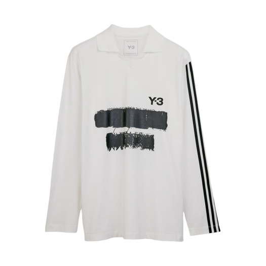 Y-3 Graphic Logo Long Sleeve T-Shirt Core White
