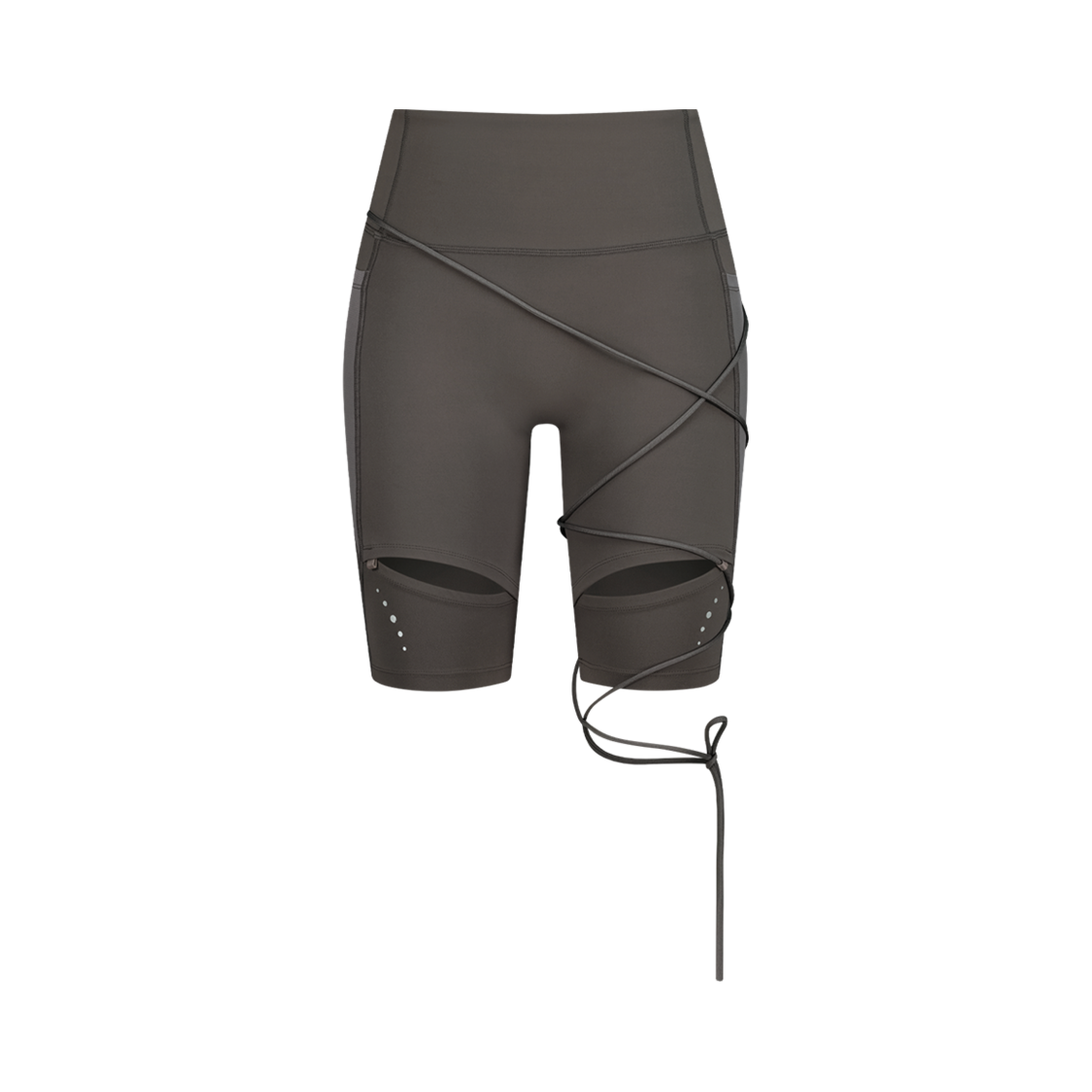 25SS-PT05-SBR OJOS Thigh Slit Shorts Leggings Stone Brown