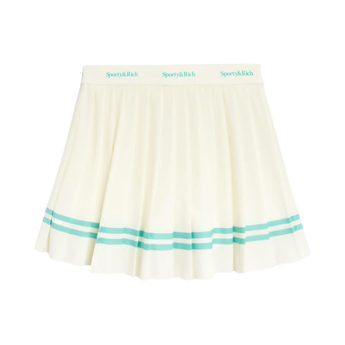 (W) 스포티 앤 리치 세리프 로고 플리티드 스커트 화이트((W) Sporty & Rich Serif Logo Pleated Skirt White)
