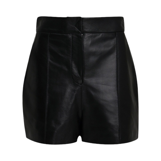 DQ2WP012 Leha Women Bastien Lamb Leather Shorts Black