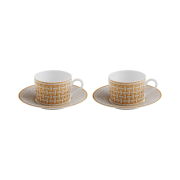 Hermes Mosaique Au 24 Tea Cup & Saucer Gold (Set of 2)