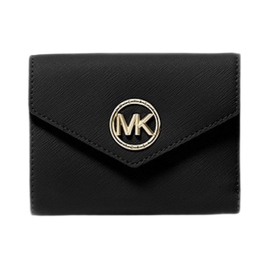 34S1GNME6L001 Michael Kors Carmen Medium Saffiano Leather Tri-Fold Envelope Wallet Black