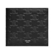 Celine Bi-Fold Wallet in Calfskin with Triomphe Embossed Black