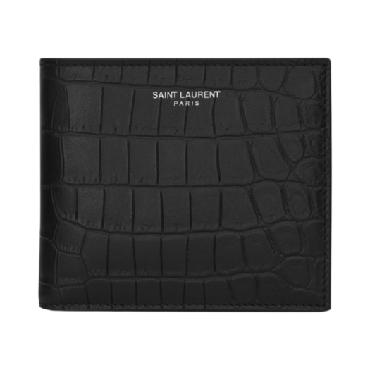 Saint Laurent East/West Wallet in Crocodile Embossed Leather Black