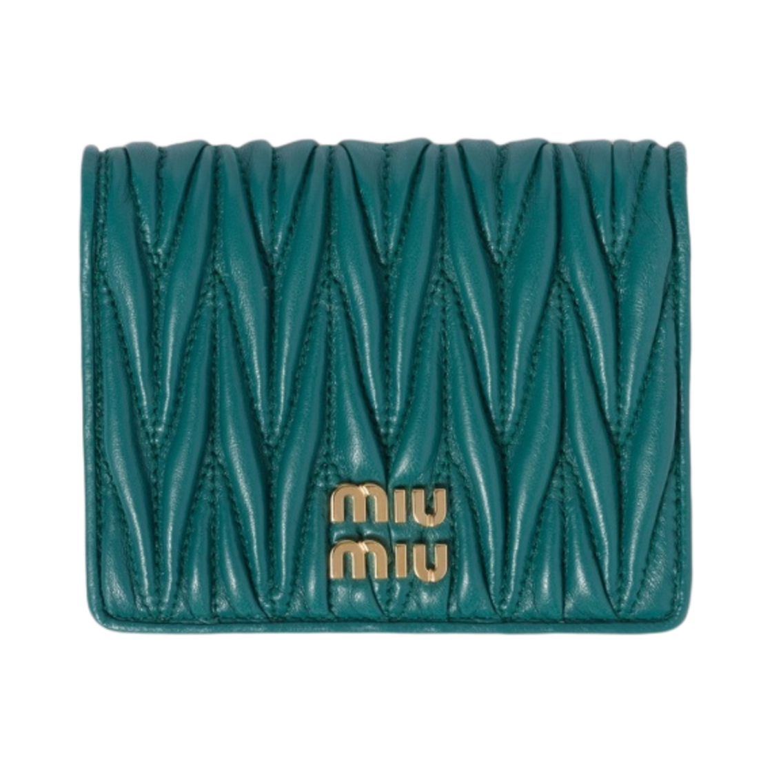 미우 미우 마테라쎄 나파 가죽 반지갑 라군 블루(Miu Miu Matelasse Nappa Leather Wallet Lagoon Blue)