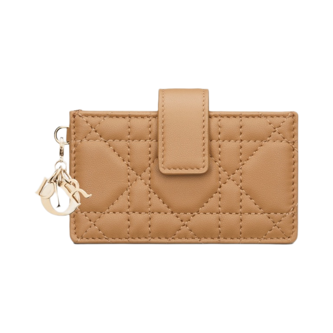 디올 레이디 5 거셋 카드 홀더 미디움 탄 까나쥬 램스킨(Dior Lady 5 Gusset Card Holder Medium Tan Cannage Lambskin) - 1