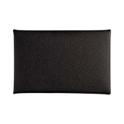 Hermes Calvi Card Holder Epsom & Palladium Noir