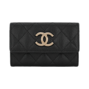 Chanel Flap Card Holder Grained Calfskin & Gold Black