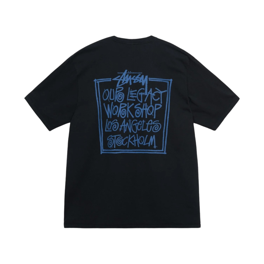 스투시 x 아워레가시 프레임 피그먼트 다이드 티셔츠 블랙
