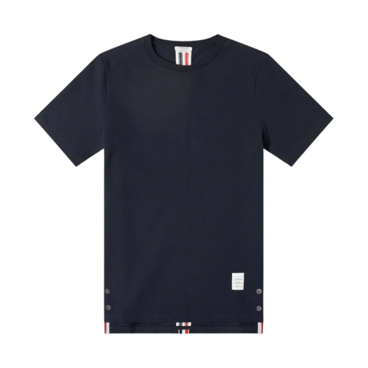 MJS056A-00050-415 Thom Browne Pique Center Back Stripe Relaxed Fit T-Shirt Navy