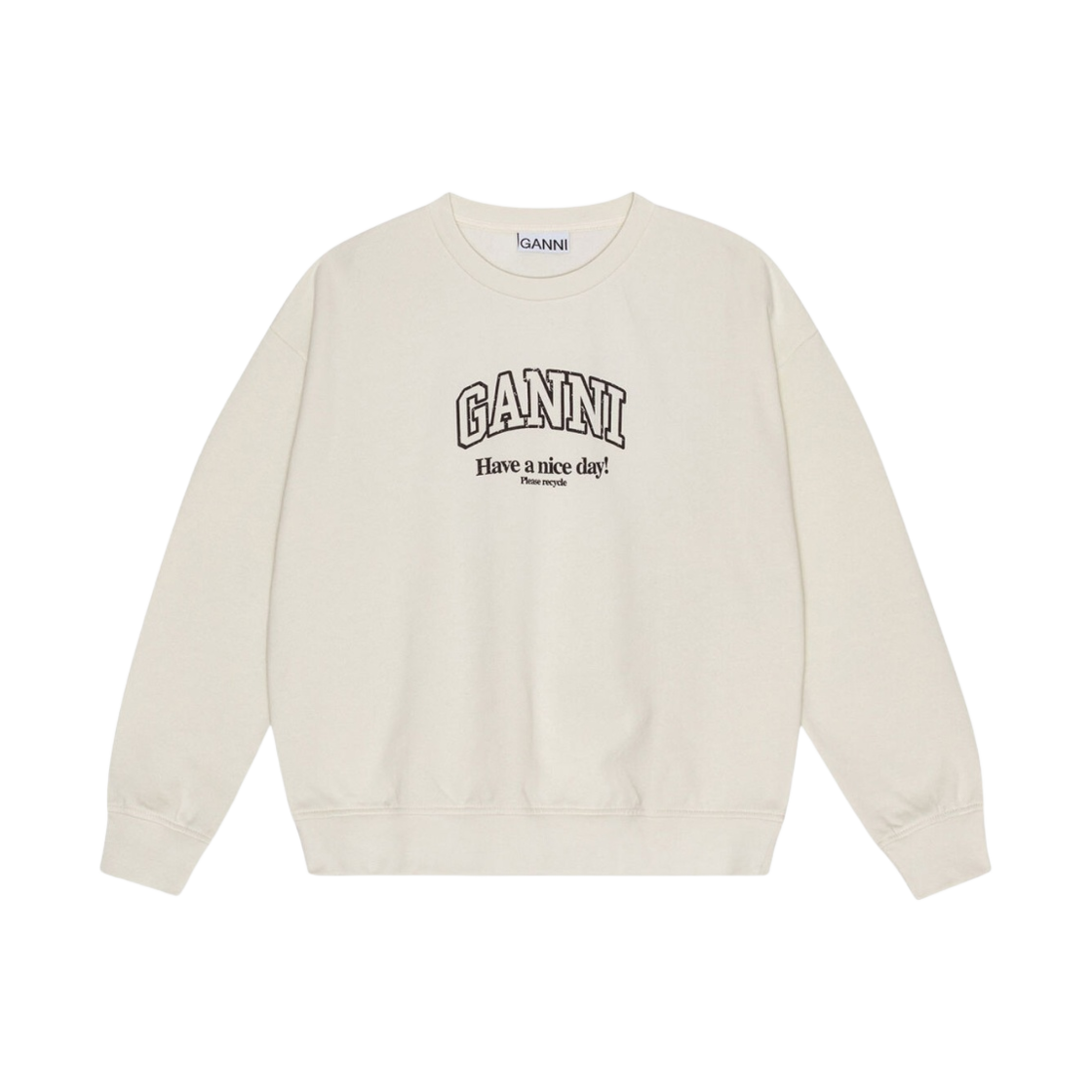 (W) 가니 화이트 그레이 이솔리 오버사이즈드 스웨트셔츠 에그렛((W) Ganni White Grey Isoli Oversized Sweatshirt Egret) - 1