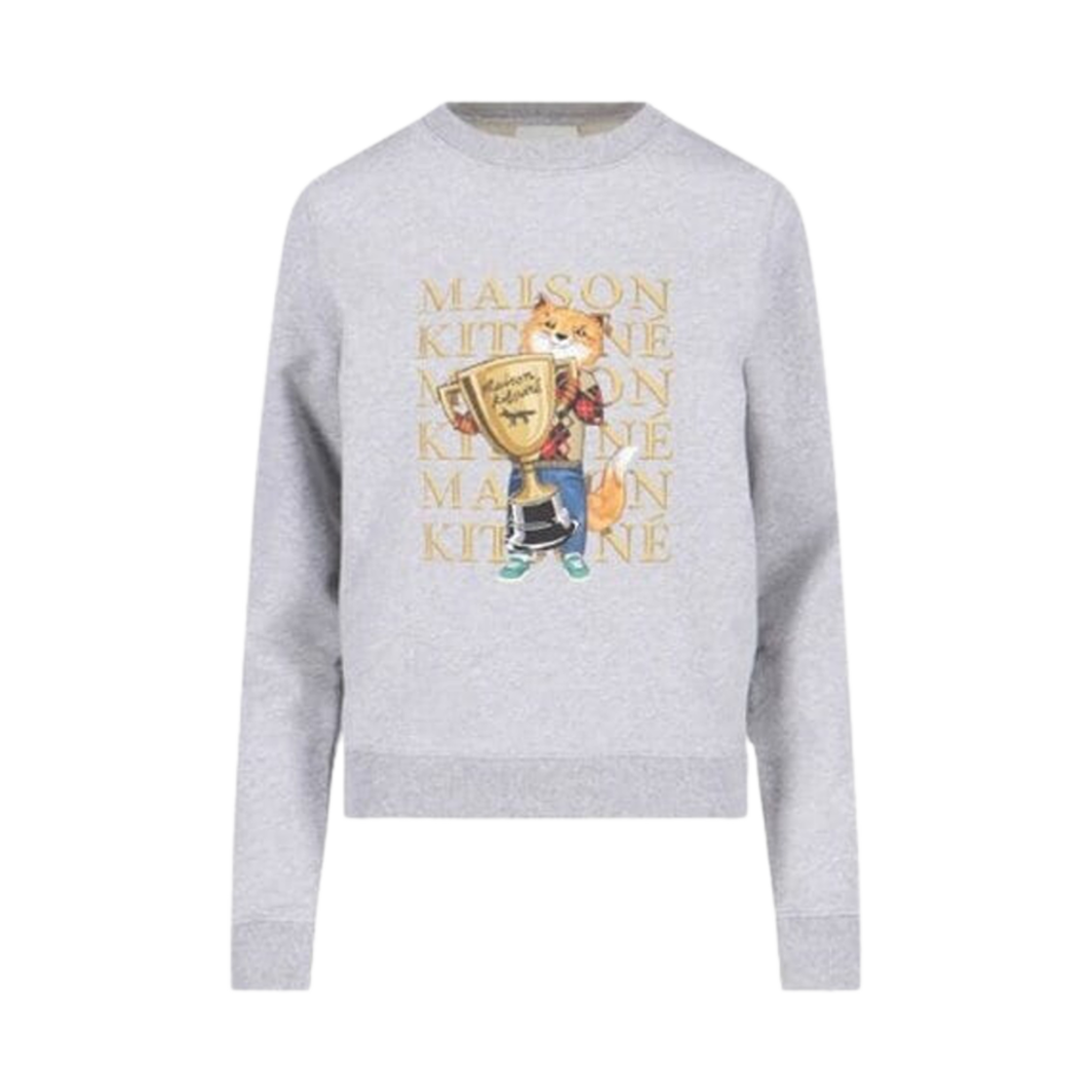 LW00310KM0001-H120 (W) Maison Kitsune Fox Champion Sweatshirt Light Grey Melange