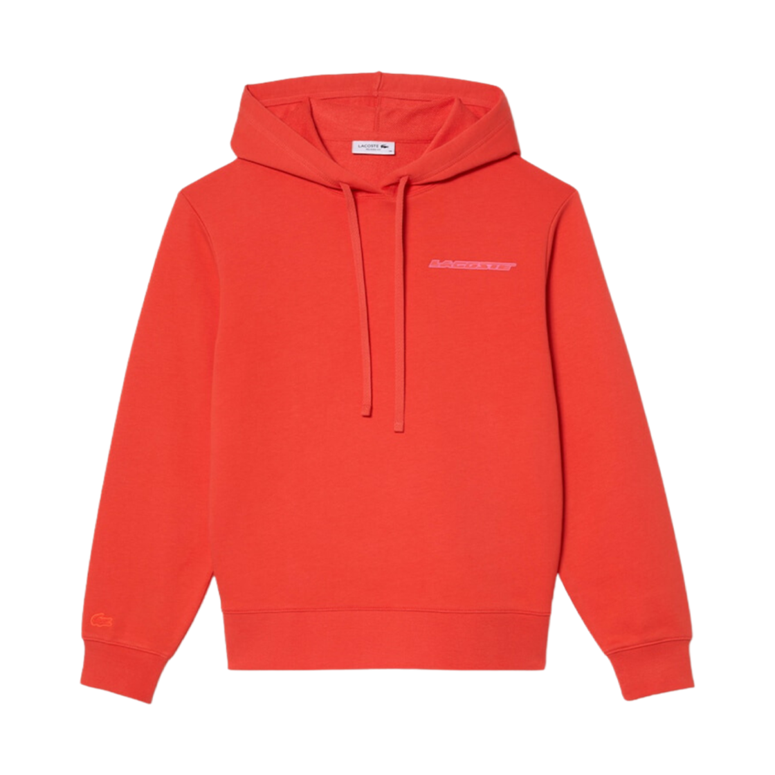 (W) 라코스테 스몰 레터링 솔리드 후드 스웨트셔츠 오렌지((W) Lacoste Small Lettering Solid Hoodie Sweatshirt Orange) - 1