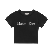 (W) Matin Kim Logo Crop Top Black