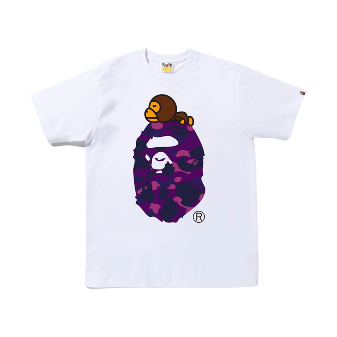 0ZXTEMX10006N BAPE Color Camo Milo on Big Ape T-Shirt White Purple