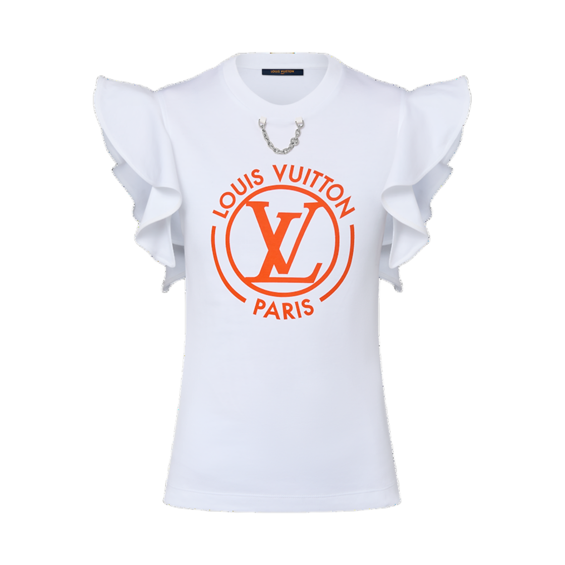(W) 루이비통 LV 플라운스 슬리브 티셔츠 화이트((W) Louis Vuitton LV Flounce Sleeve T-Shirt White) - 1