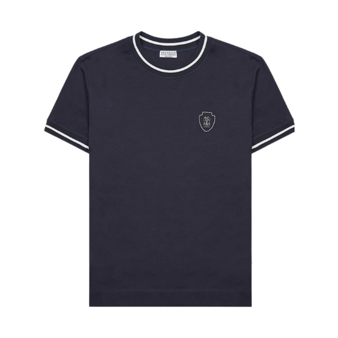 (W) 브루넬로 쿠치넬리 로고 디테일 티셔츠 네이비((W) Brunello Cucinelli Logo Detail T-Shirt Navy) - 1