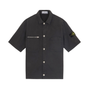 Stone Island 12410 Supima Cotton Twill Stretch TC S/S Overshirt with Buttons Black - 24FW
