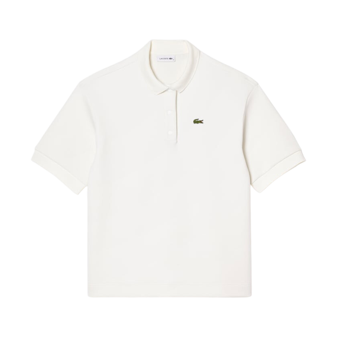 (W) 라코스테 더블 페이스드 피케 오버핏 폴로 화이트((W) Lacoste Double Faced Pique Oversized Polo White) - 1