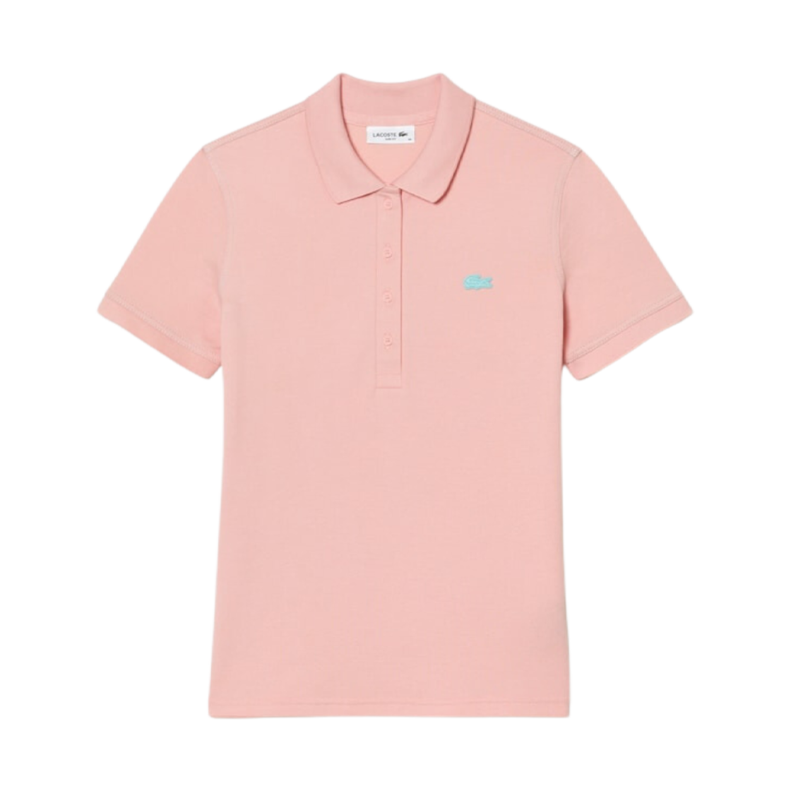 (W) 라코스테 컬러 크록 4 버튼 폴로 셔츠 핑크((W) Lacoste Color Croc 4 Button Polo Shirt Pink) - 1