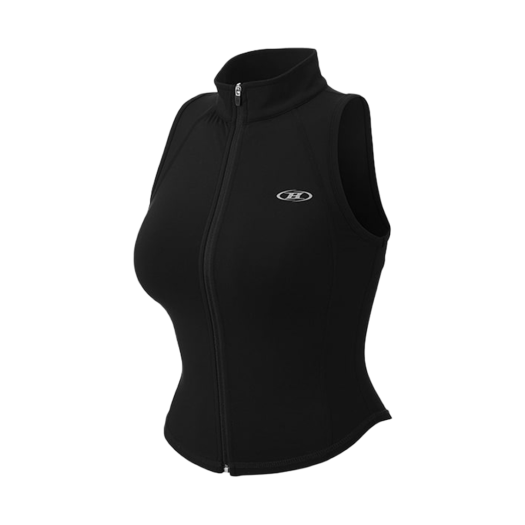 BF3WXT154BK_ BORN TO WIN Active Line Full Zip-Up Tank Top Black
