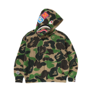 BAPE ABC Camo Crochet Relaxed Fit Shark Full Zip Hoodie Green