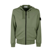 Stone Island 64251 Cotton Fleece Full Zip Hooded Sweatshirt Olive - 23SS