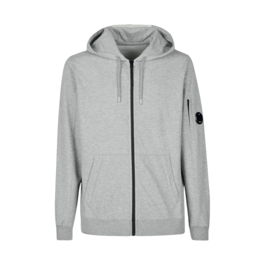 C.P. Company Light Fleece Zipped Hoodie Grey Melange - 23SS