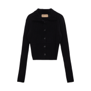 (W) Matin Kim Semi Crop Knit Cardigan Black