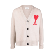 AMI de Coeur Oversize Intarsia Cardigan Beige - 21FW