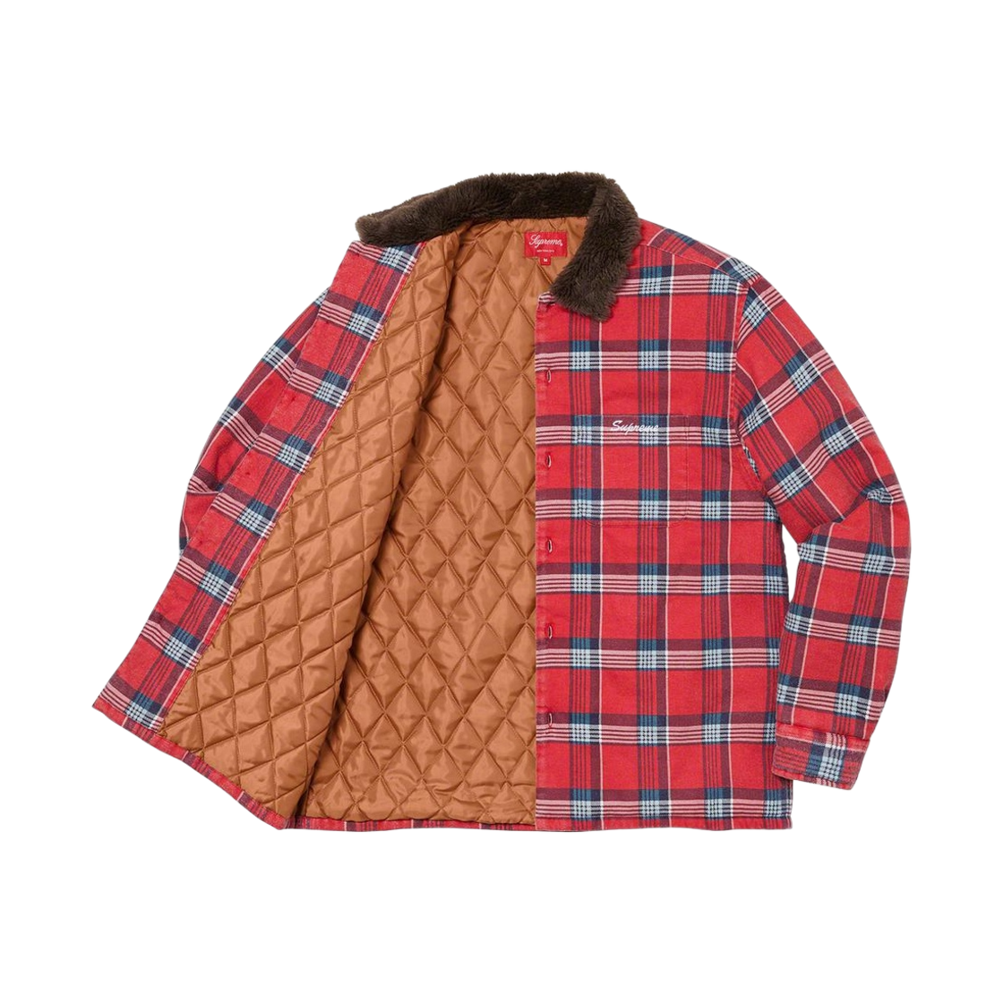 슈프림 포우 퍼 칼라 플란넬 셔츠 레드 - 21FW(Supreme Faux Fur Collar Flannel Shirt Red - 21FW) - 2