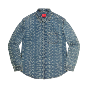 Supreme Warp Jacquard Logos Denim Shirt Blue - 21SS