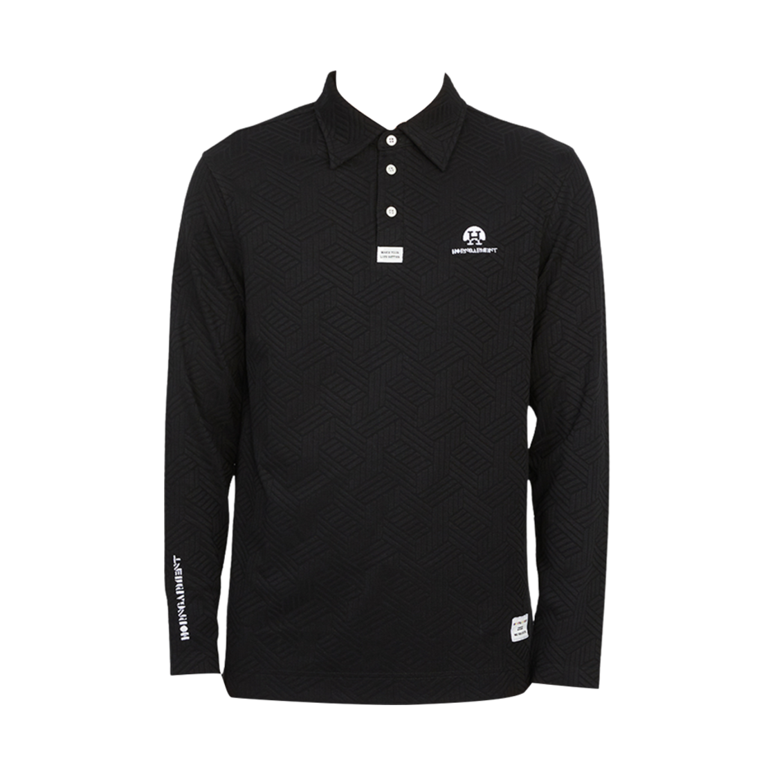 HCM-2C-AP04 Horn Garment Golf Wear Polo Long Sleeve T-Shirt Black
