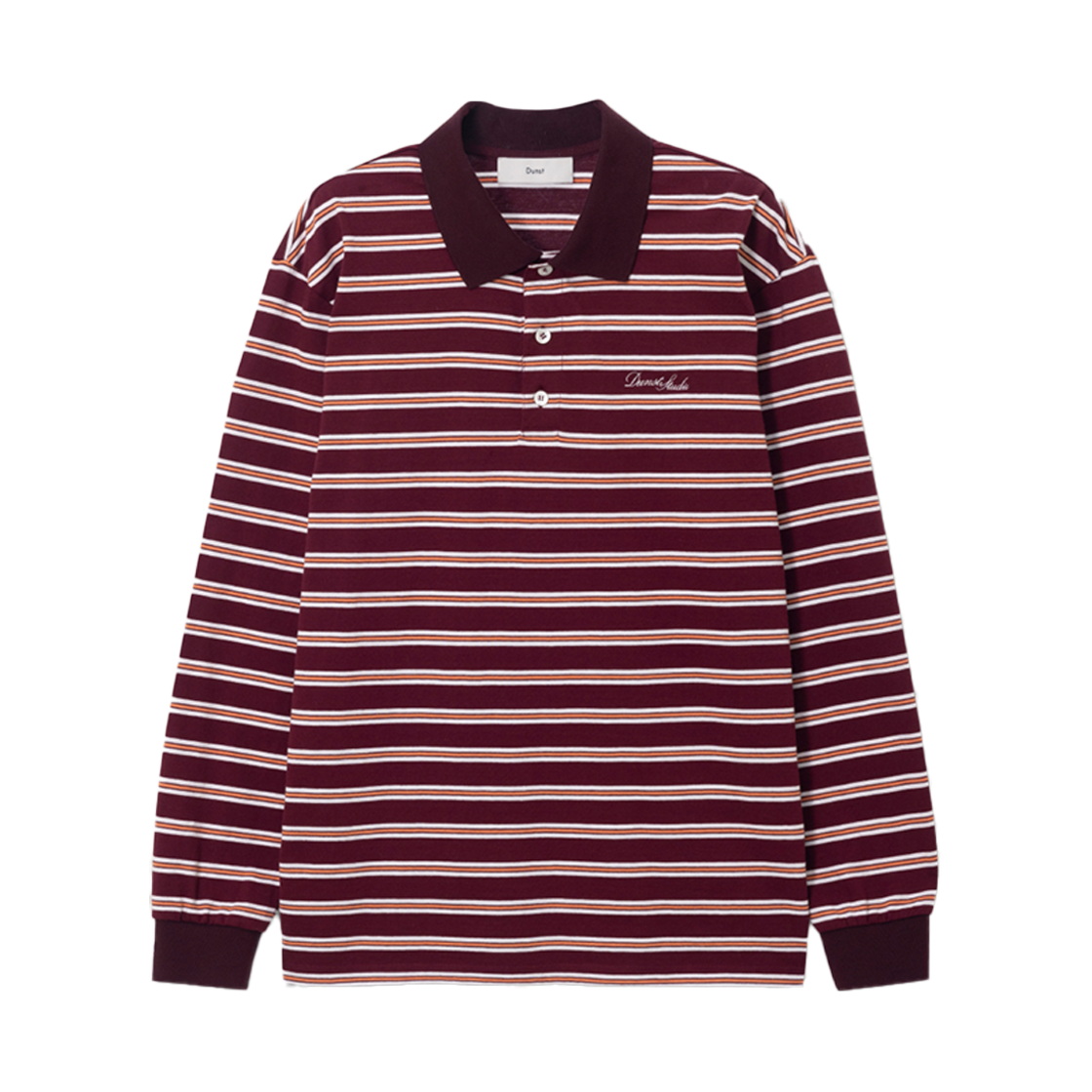 던스트 유니섹스 멀티 스트라이프 칼라 티셔츠 버건디 스트라이프