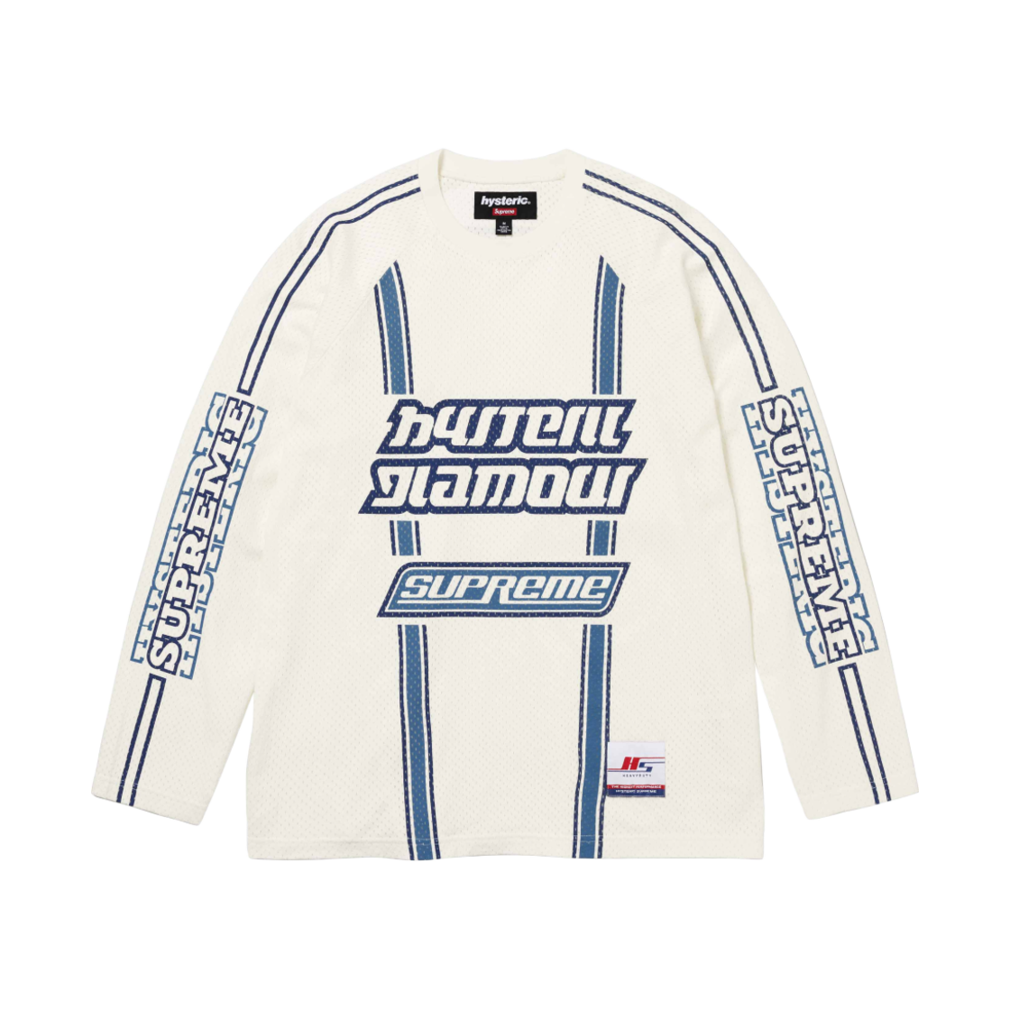 슈프림 x 히스테릭 글래머 메쉬 롱슬리브 탑 화이트 - 24FW