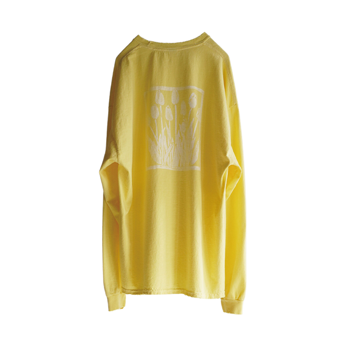 ANC-CT39 Ancellm Dyed Damage Flower PT LS T-Shirt Yellow