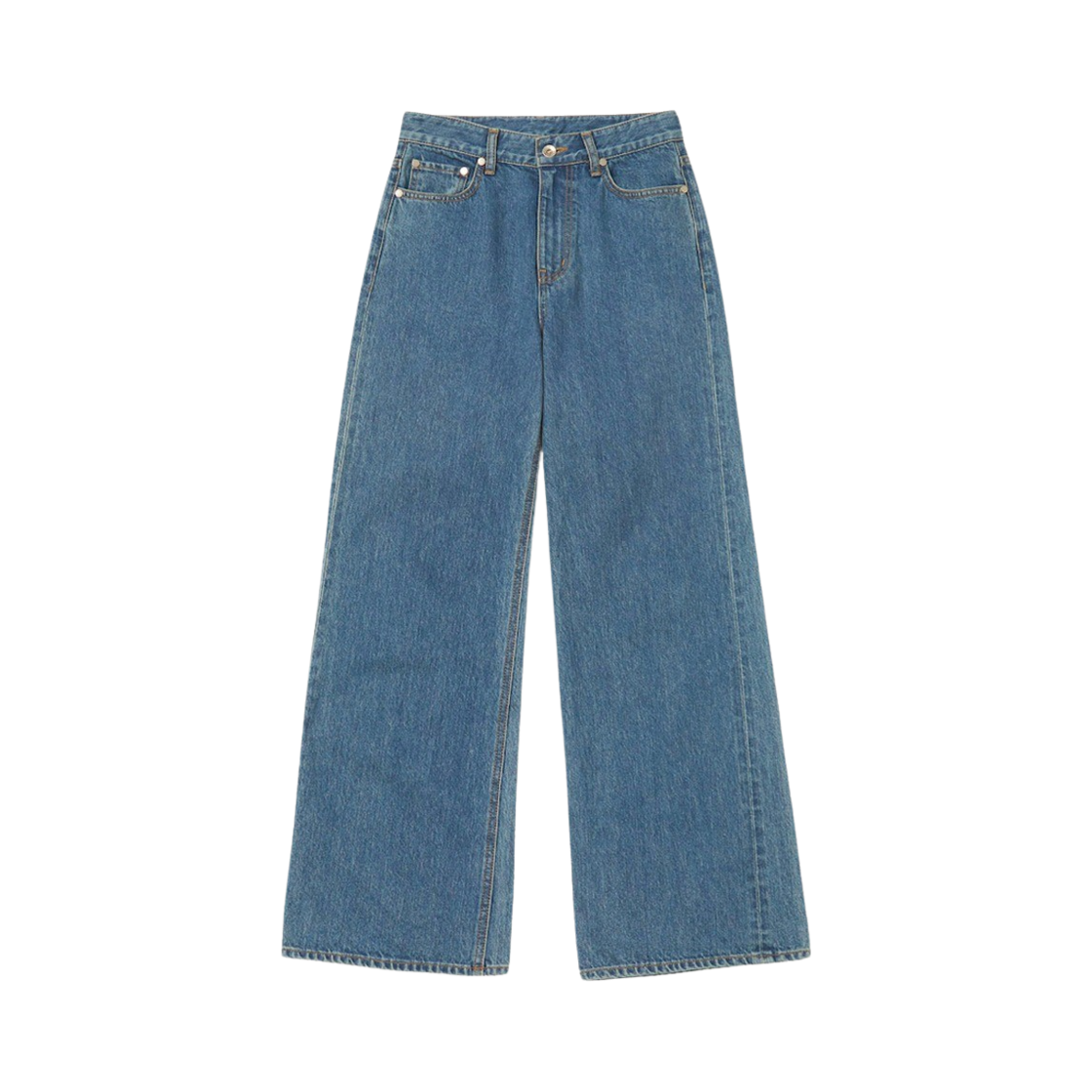 에스티유 우먼 플레어드 데님 팬츠 미드 블루